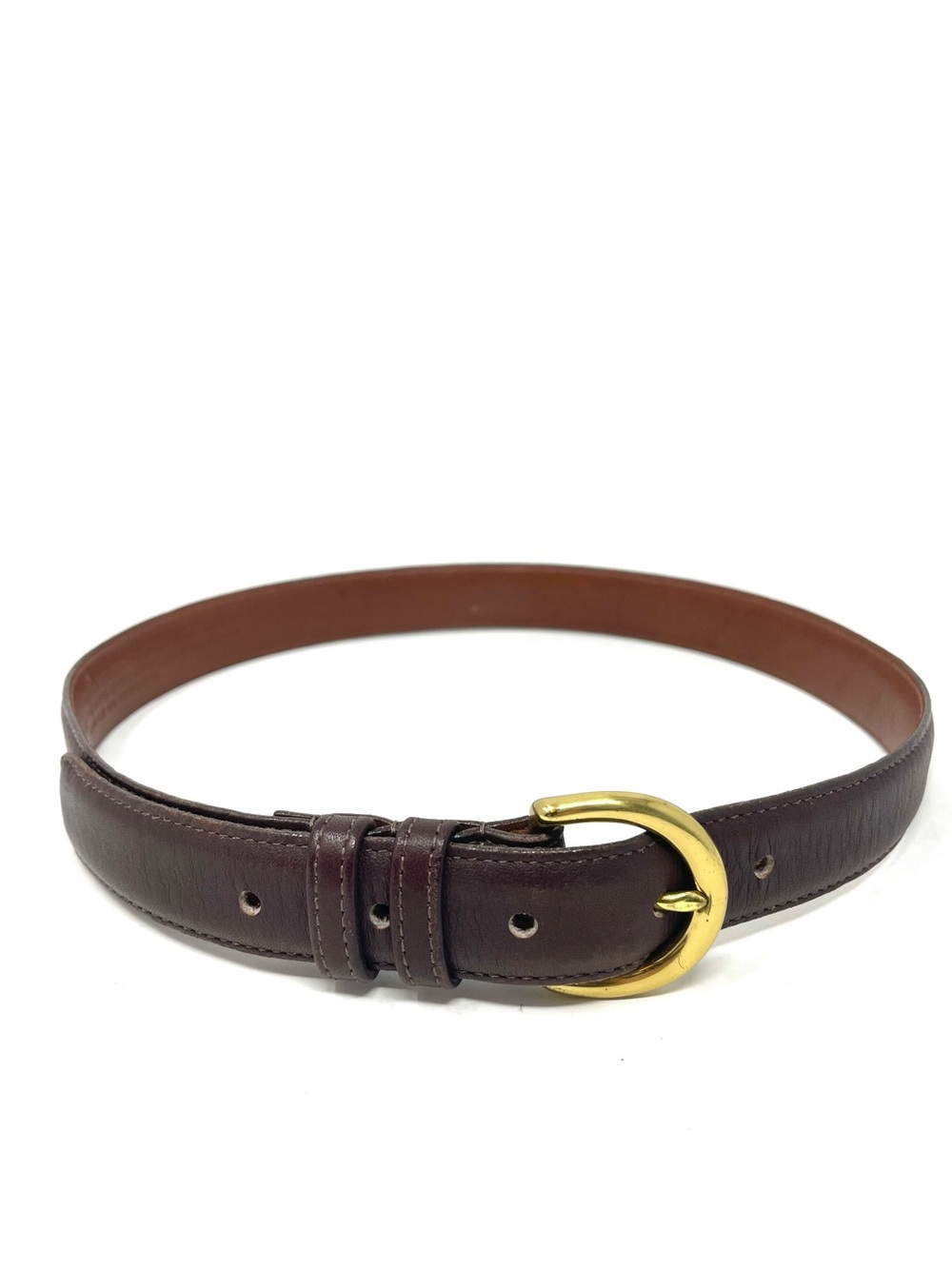 Vintage Coach Belt, Brown Leather Gold Half Moon Brass Buckle, Women's Small